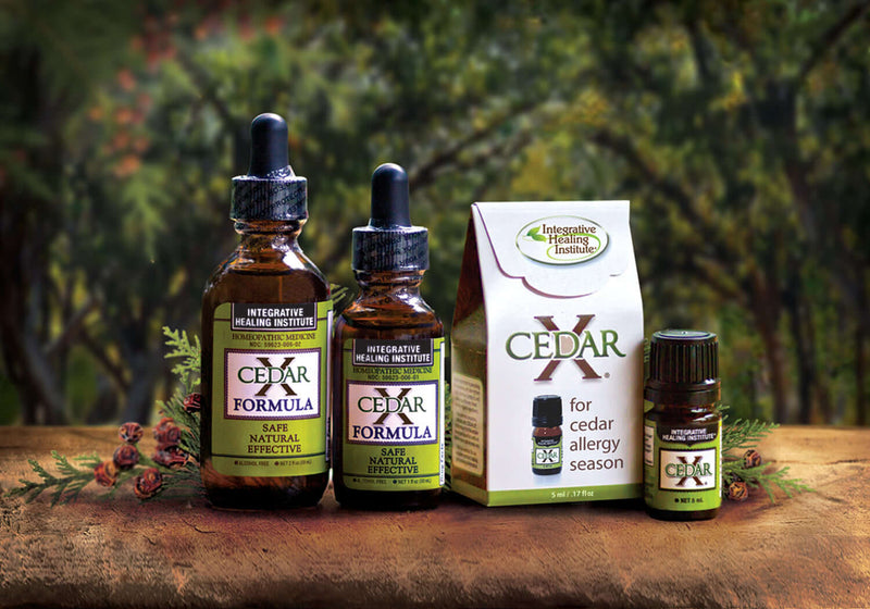 Cedar X® topical with Cedar X Formula 1oz and 2oz bottles for natural cedar fever relief